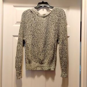 Free People Textured Gray Knit Sweater Stretchy Waistband Fitted Warm Size S